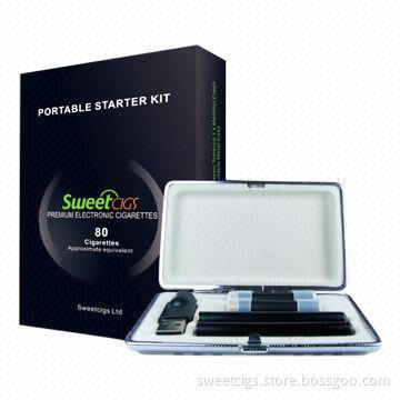 Eco-cigarette Starter Kits with 2 x Batteries/2 x Cartomizers/1 x USB Charger, Metal Case Pack